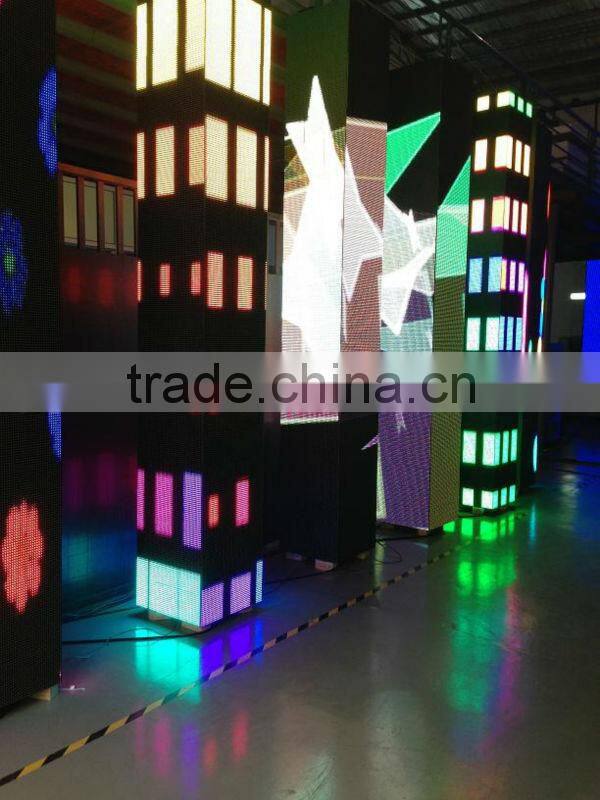 square pillar p10 indoor KTV hotel stage back full color LED square video screen