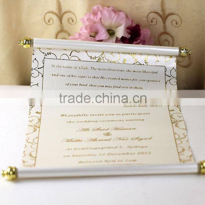 Wholesale Newest Luxury Laser Cut 2016 Wedding Cards with Gold Ribbon