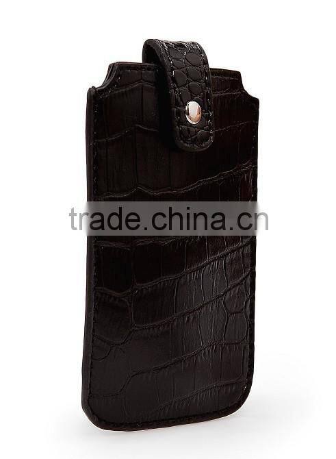 high quality handmade crocodile leather phone case with edge coats and small flap custom logo phone sleeve for iphone