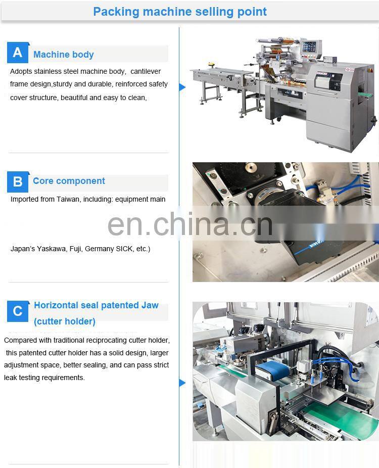 Ruipuhua Frozen food/ Dumplings/Noodles/Bun Horizontal Pillow Type Flow Pack Packaging Machine
