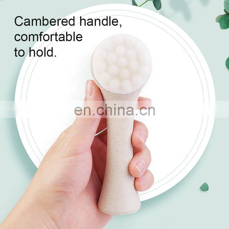 Wholesale Eco Friendly Biodegradable Korean Facial Cleansing Brush With Silicone Massage Brushes For Deep Cleaning