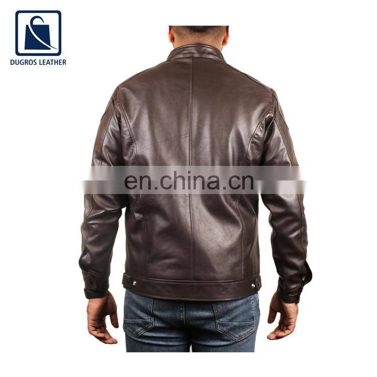 Wholesale Supply High Black Fitting Biker Style Men Genuine Leather Jacket Manufacturer