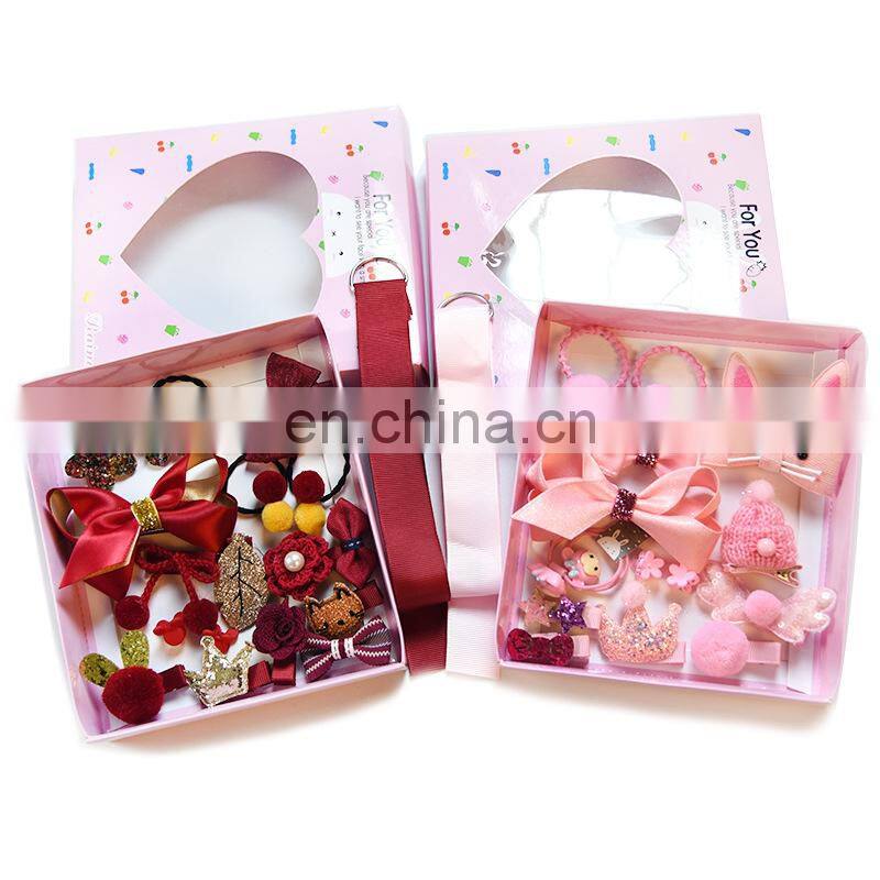 18 Pcs/Box Kids Children Accessories Hairpins Barrettes Baby Fabric Bow Flower Headwear Hair clips Girls Headdress