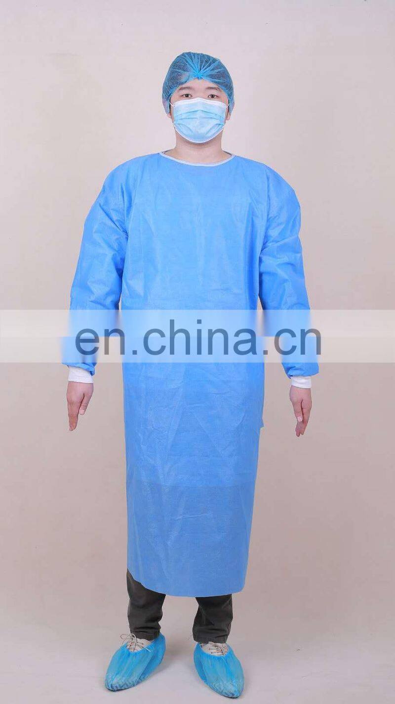 Disposable non woven isolation gown knitted elastic sleeve comfortable visit gown