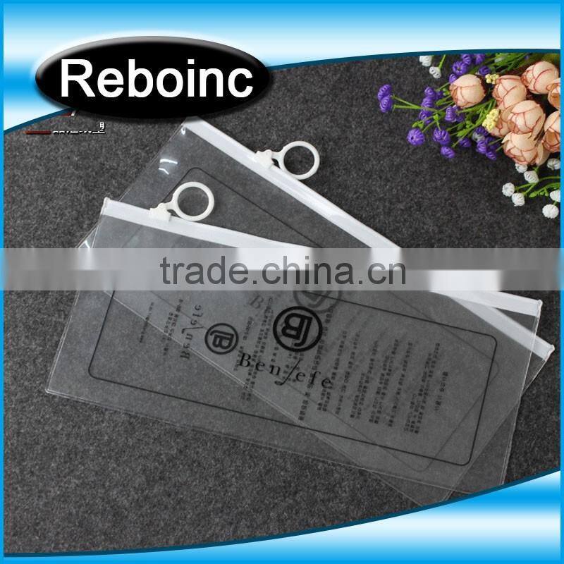 Logo printed Slider zipper Clear pvc bag for package Vinyl transparent pvc bag cosmetic packing