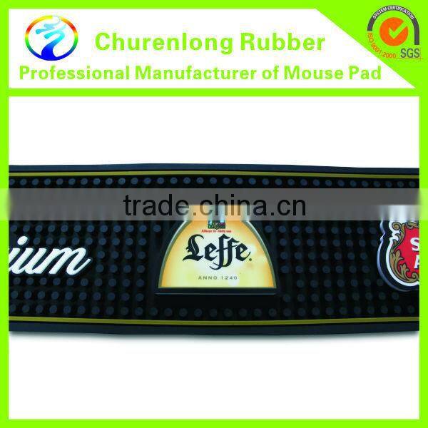 2016 High quality eco-friednly and durable pvc rubber beer bar spill mat/bar mat/ bar runner
