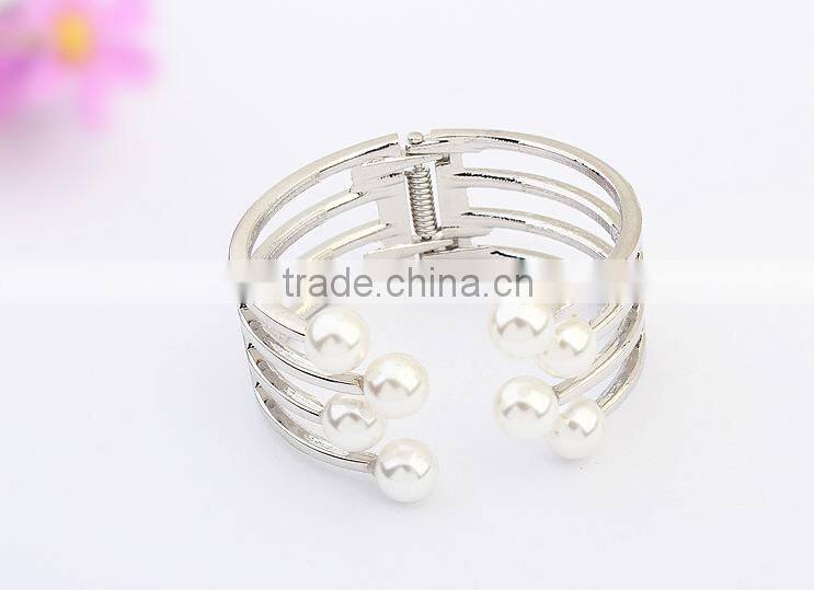 Wholesales bracelet opening Wide Wire Pearls Cuff Bangle bracelet exaggerate pearl jewelry