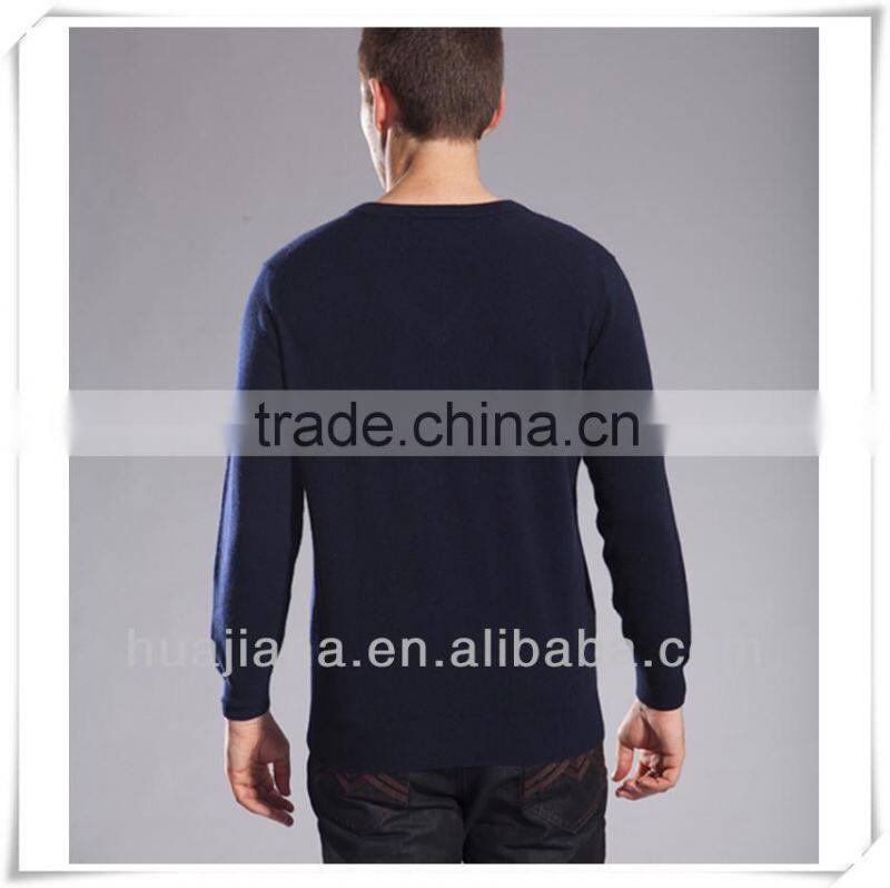 Flat kitting 100% cashmere men's V neck sweater