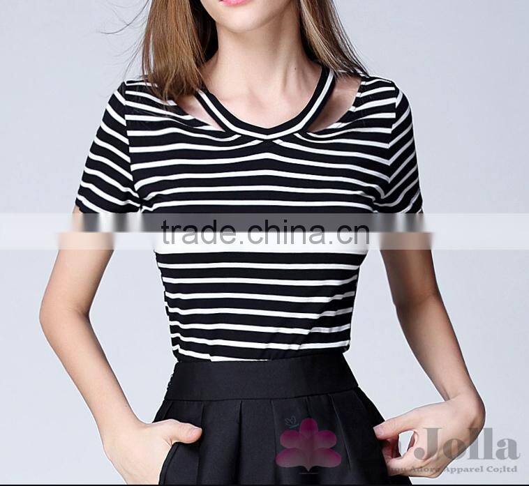 2016 Summer Fashion Lady Stripes Short sleeve t-shirt 152