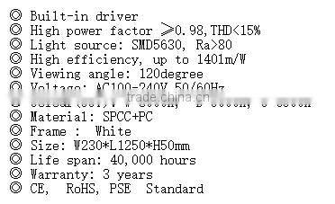 High efficiency 19W 2660lm 140lm/W W230*L1250mm LED Linear Pendant Light