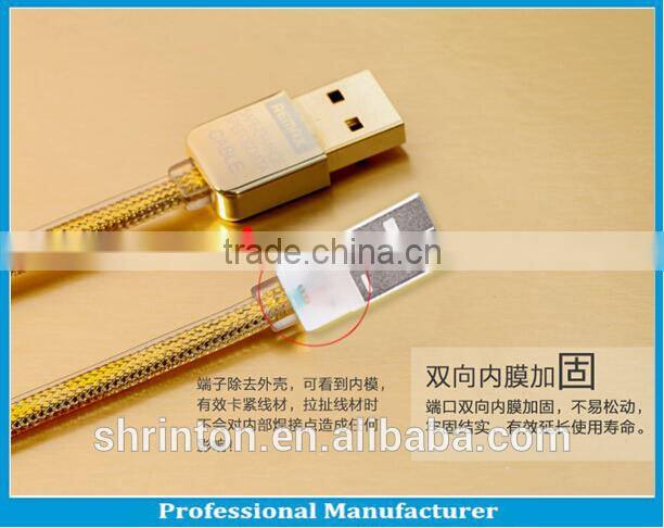 Hot product REMAX Gold Two-Sided 2.1A 1.0M Micro USB Data usb charging cable