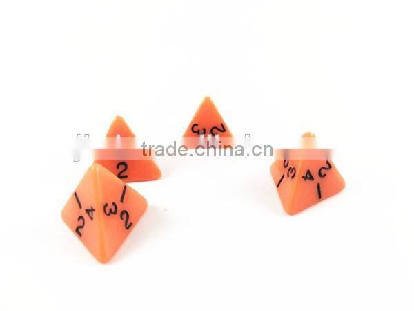 orange plastic 4 sided game dice,bulk dice for wholesale