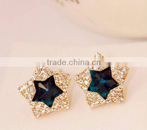 Fancy crystal star stud star shaped diamond earrings statement star earring