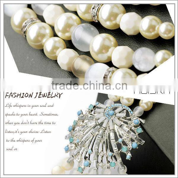 Stick Shaped Crystal Charm Beaded Bib Necklace