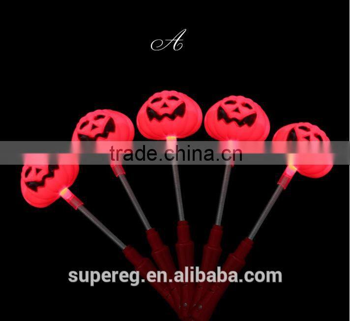 Halloween Pumpkin/Skull LED Light Stick Flash Glow PVC Fluorescence Sticks with Shaking Spring Party Decoration