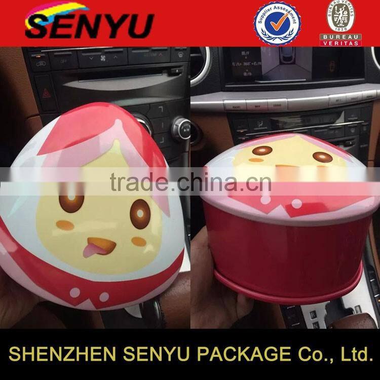 Red Cylinder Round Metal Box for Candy/Tea Package