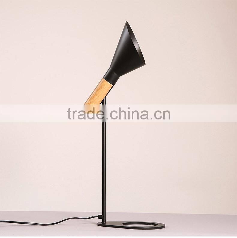 wooden+steel E27*1 table lamp, bedroom /study small desk light ,