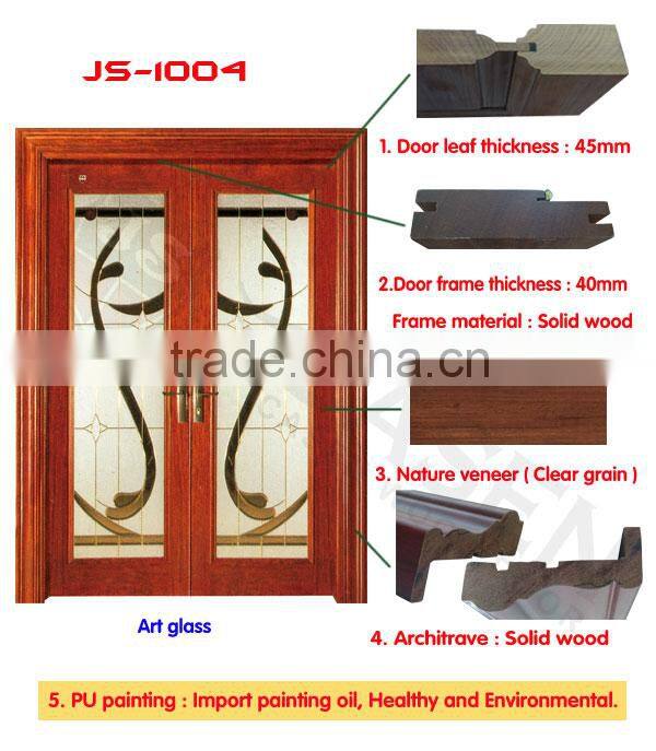 Mahogany wood frame sliding glass door