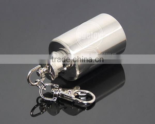1oz Stainless Steel Portable Round Flagon Kettle Oilcan Keychain 28ML Metal Travel Wine Pot Mini Hip Alcohol