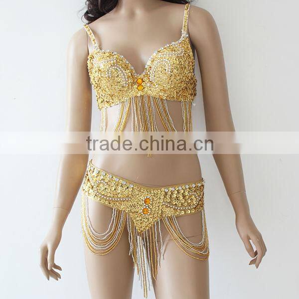 gold cabaret belly dance outfit (XF-038)