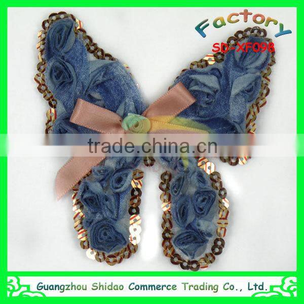 Wholesale new style fashion butterfly decorations chiffon flower for garment decoration shoes hair decoration