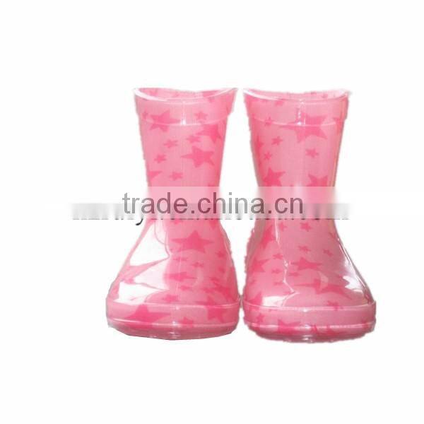 customer printed PVC cheap light kids fashionable cute cartoon pvc inject rain boots