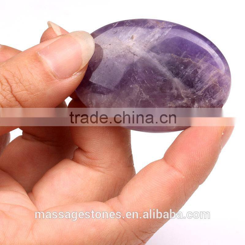 1.5 inch customize amethyst crystal quartz pendant made of worry stone