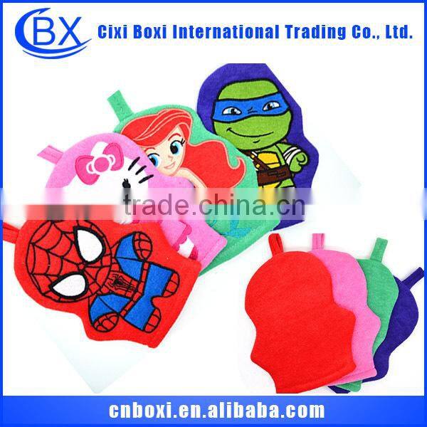 2015 High quality cartoon/custom baby bath glove,loofah bath glove