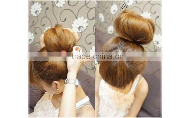 >>Hot selling fashionable girls black hair small bun donut/