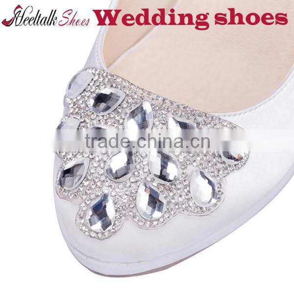 Wholesale white wedding shoes middle heel ladies shoes low shoe factory china