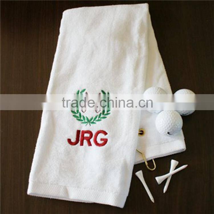 40x60cm 140g age group 100% cotton custom white golf towel with embroidery
