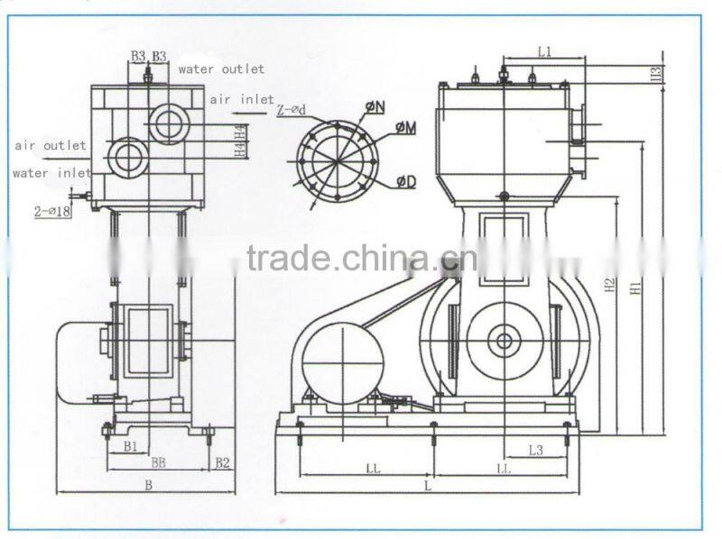 2WLW-A oilness vertical reciprocating vacuum pump