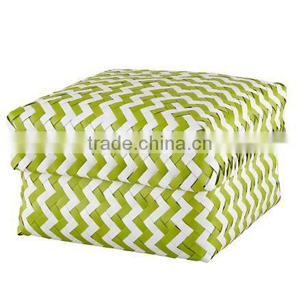 Zigzag Plastic Woven Basket, set of 3
