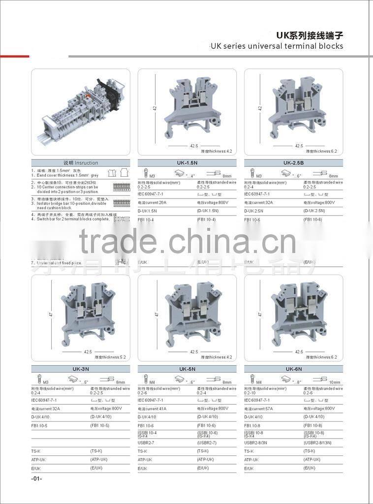 32A UK din rail euro terminal block UK-2.5B