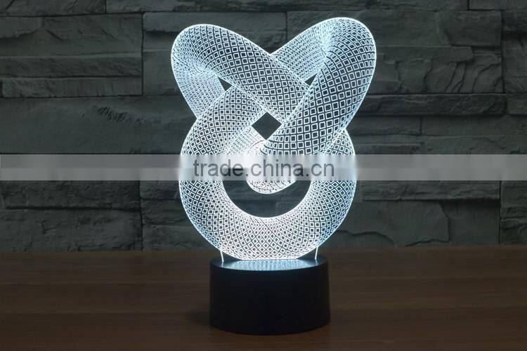Mosunx Busines Night Light Optical 3D Chain Link Lighting Laser Cut Desk Lamp with USB port LED for children