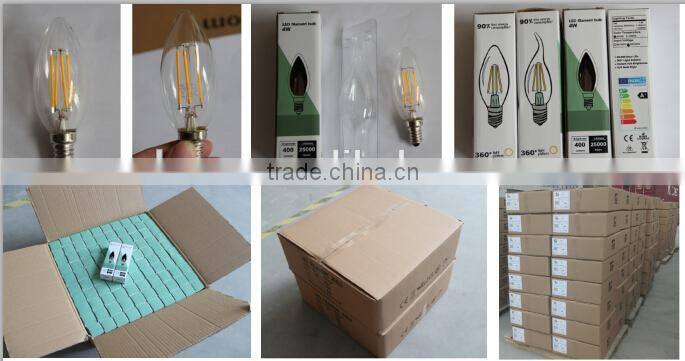 Full glass Dimmable e14 e12 4w led filament bulb