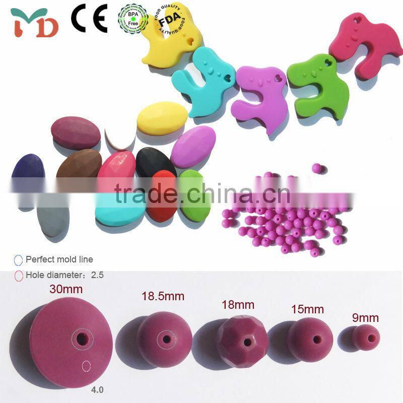 flat oval silicone teething beads for jewelry