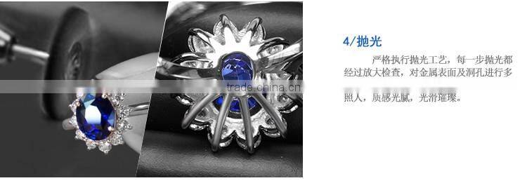 European style jewelry blue gemstone pendant 925 silver floating necklace for wedding