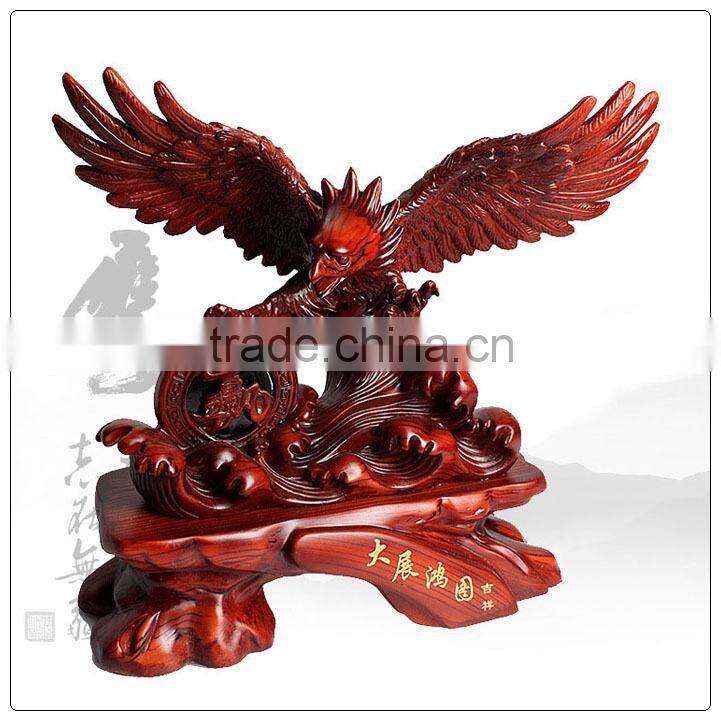 Hot selling wooden color resin eagle statue ,out door big eagle statue for business gifts