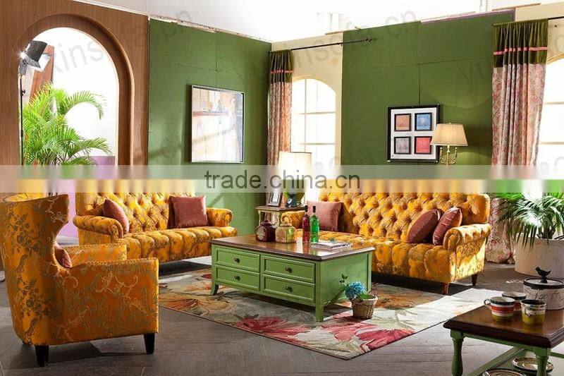 European New Antique Home Furniture Fabric Sofa, Chestfield Sofa Style for Livingroom Furniture from Foshan