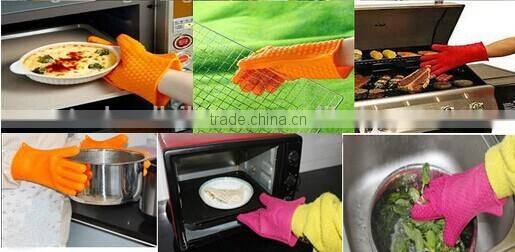 2014 super lone 36 cm long Durable kitchen five fingers silicone glove silicon dishwashing glove