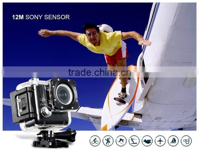 New arrival mini Full HD 4K/2K/1080P/720P/ WVGA go pro waterproof action camera with 170deg wide angle view ,2.0 large LCD