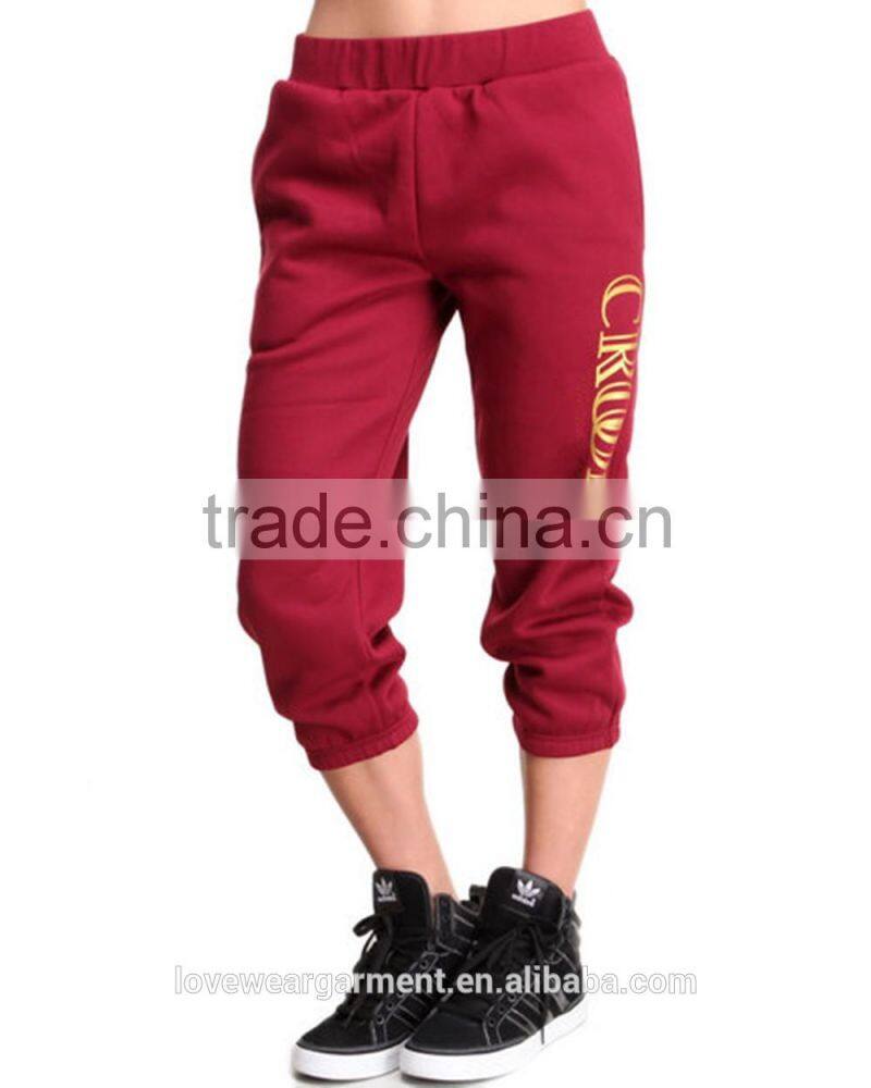 Cropped sweatpants women custom print cotton fleece sweatpants