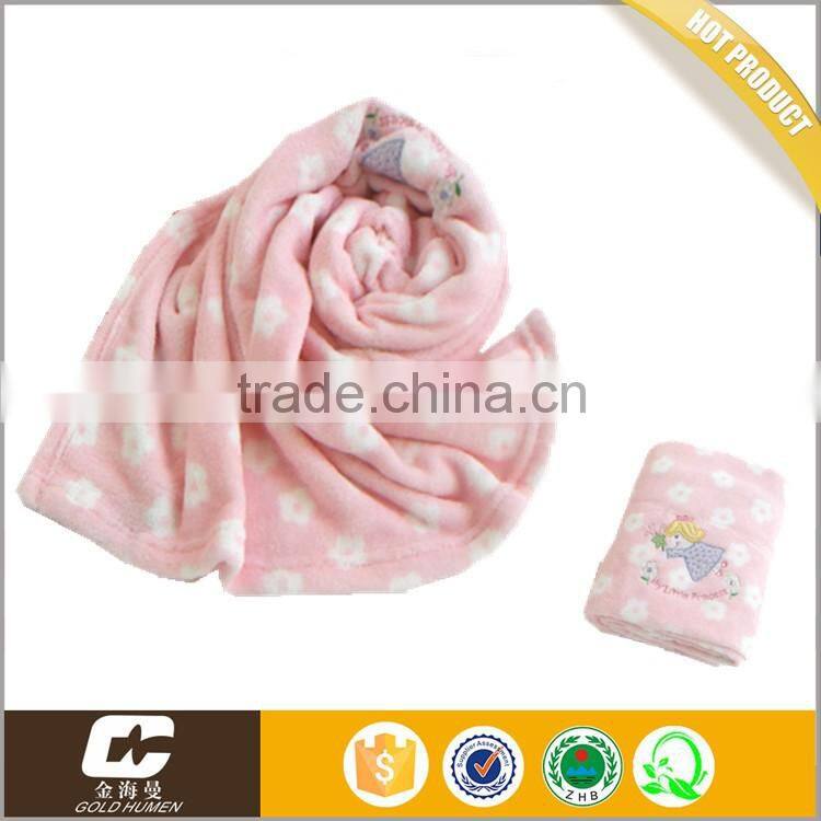 China Suppliers Sedex Factory Audit Coral Fleece Baby Swaddle Baby Bath Blanket Bedding With Embroidery