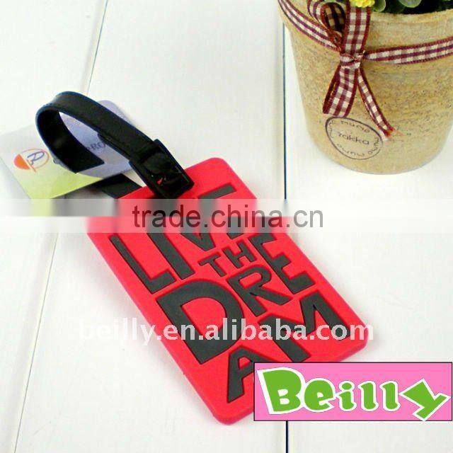 Fashion Make your own Fancy Rubber Travel Funny Luggage Tag Factory