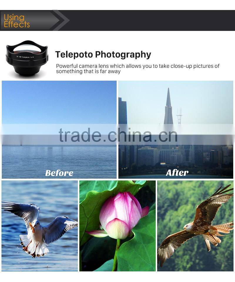 3X Professional HD Zoom Telephoto Lens with universal clip lens for iPhone SE 6S plus samsung galaxy s7 edge