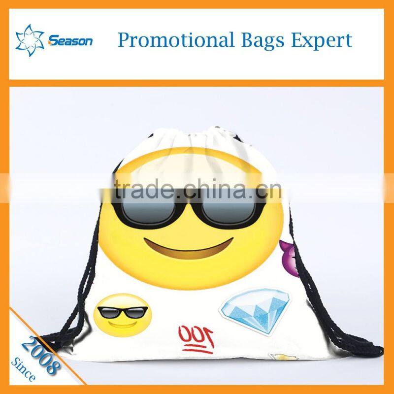 New recycle custom 600d polyester emoji backpack emoji bag