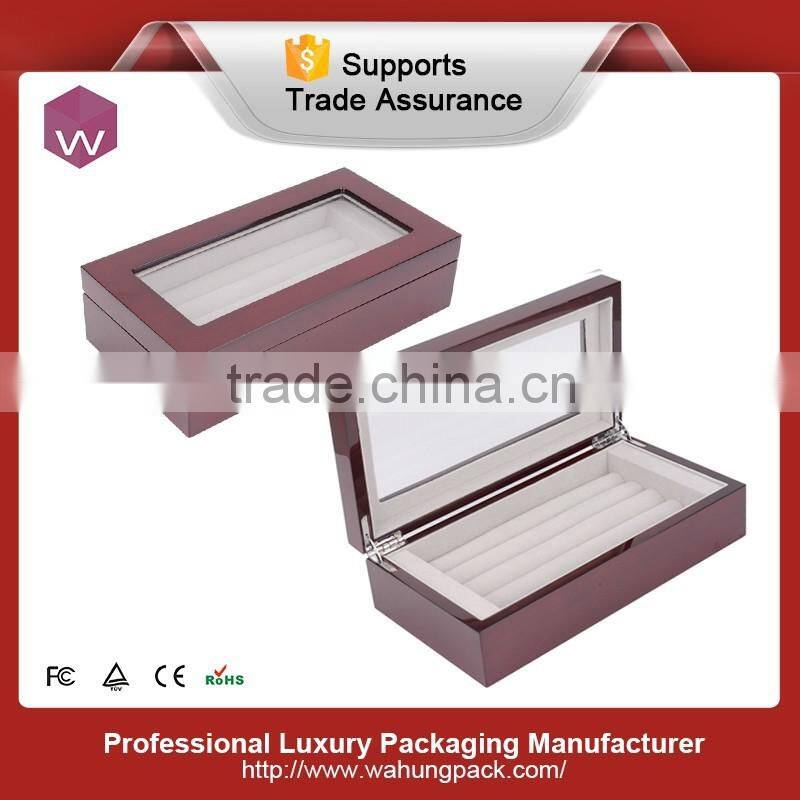 Fancy Lacquered Small Wood Cufflink Box Black Cuffink Wooden Box Hot Sale