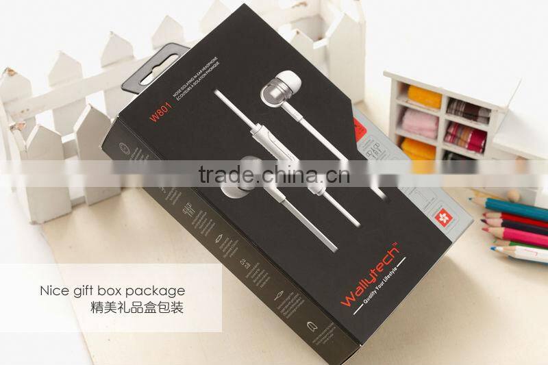 Wallytech W801 High Performance In-Ear Headphones with Built-in Mic Headset Earbuds with 3-Button Volume For iphone