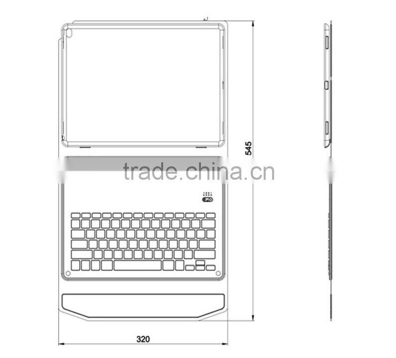 fashion style 2-in-1 Aluminum Metal Bluetooth Keyboard+Leather Case For Apple iPad Pro 12.9"